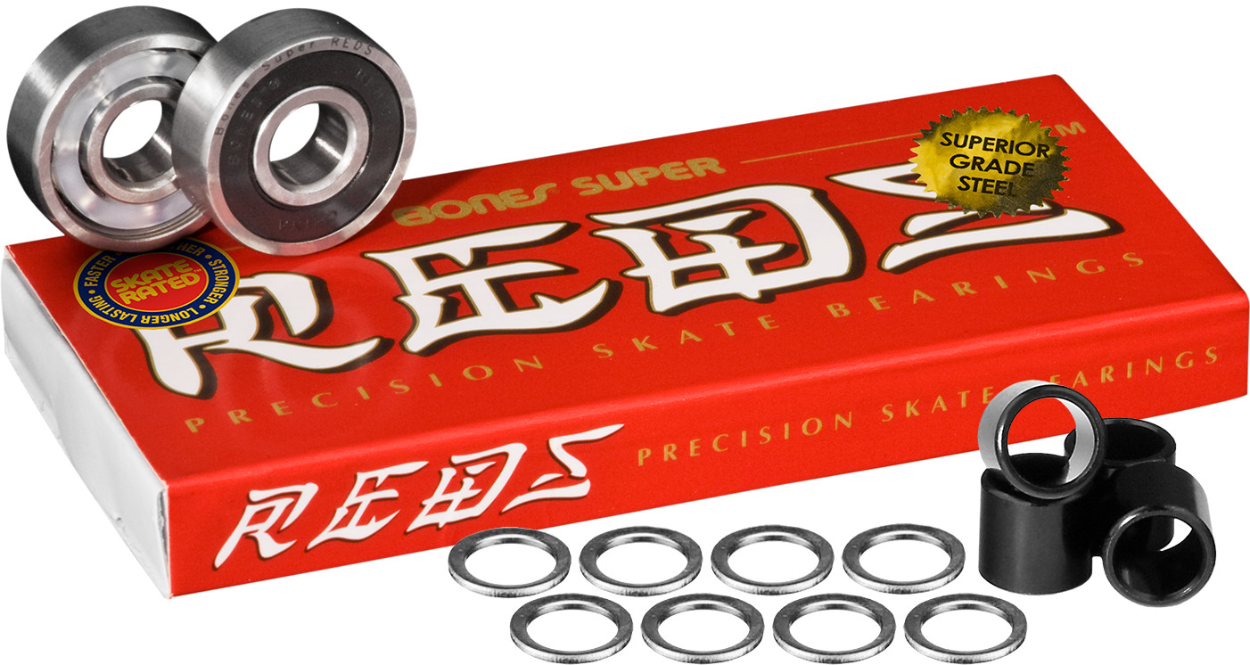 Bones® Super REDS® Skateboard Bearings 8 pack With Spacers