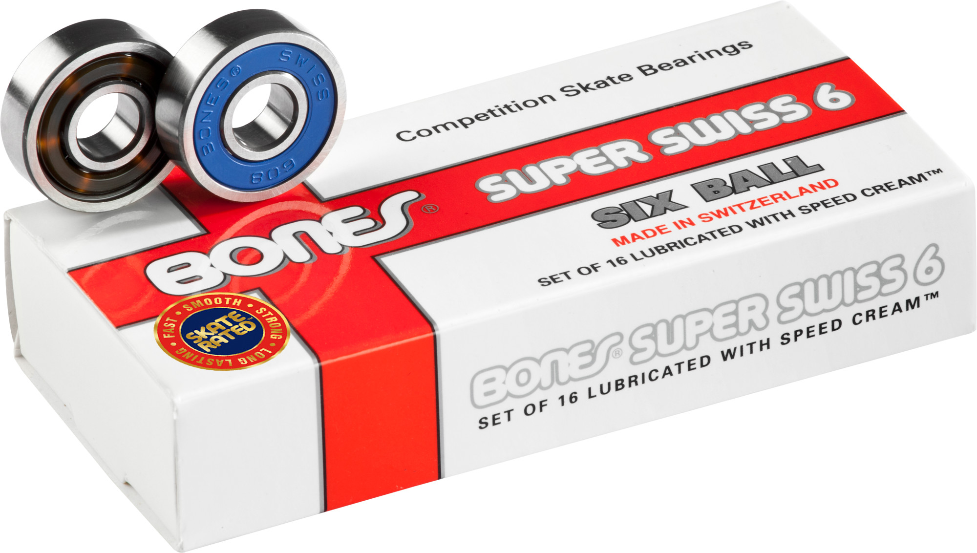 Bones® Super Swiss 6 Bearings 8mm 16 pack - Bones Bearings