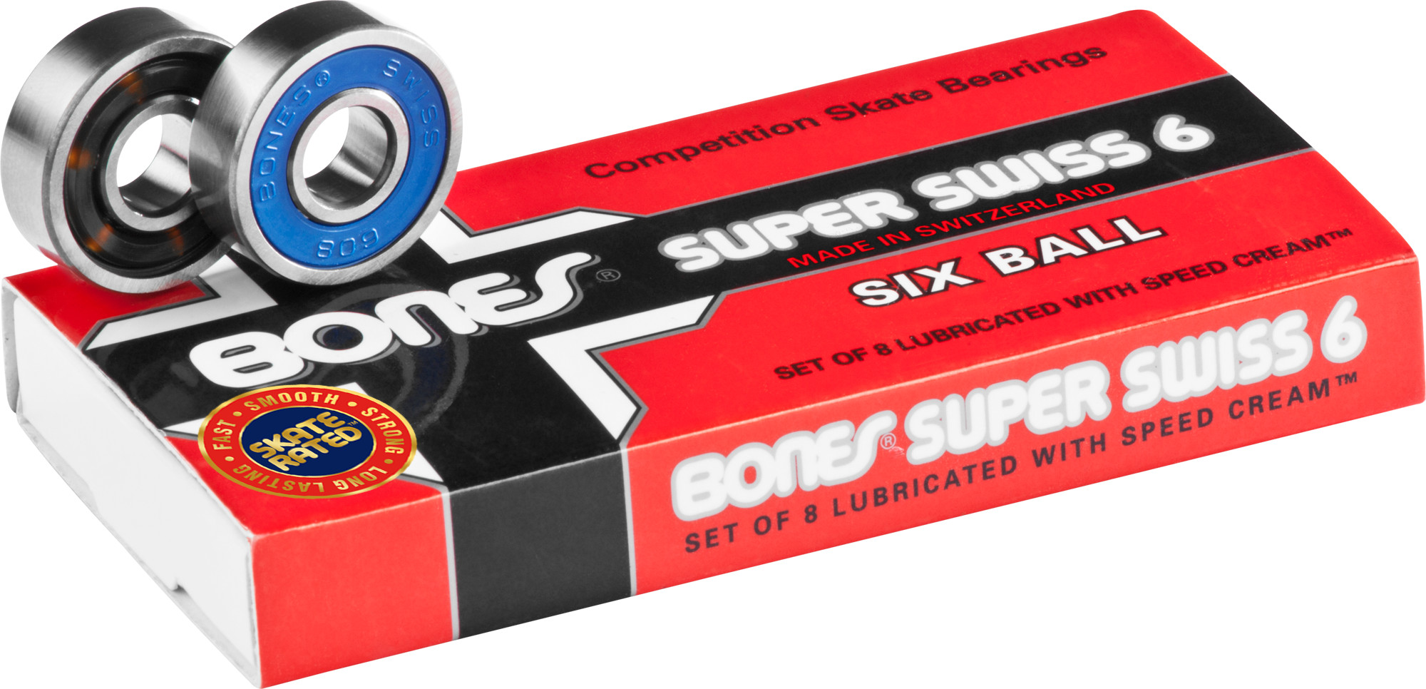 Bones® Super Swiss 6 Skateboard Bearings 8 pack - Bones Bearings
