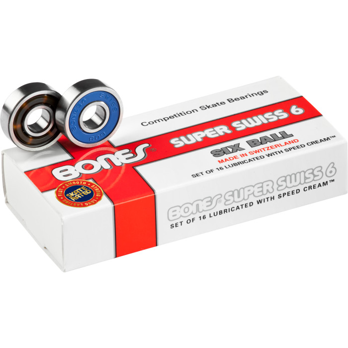 Bones® Super Swiss 6 Bearings 8mm 16 pack - Bones Bearings