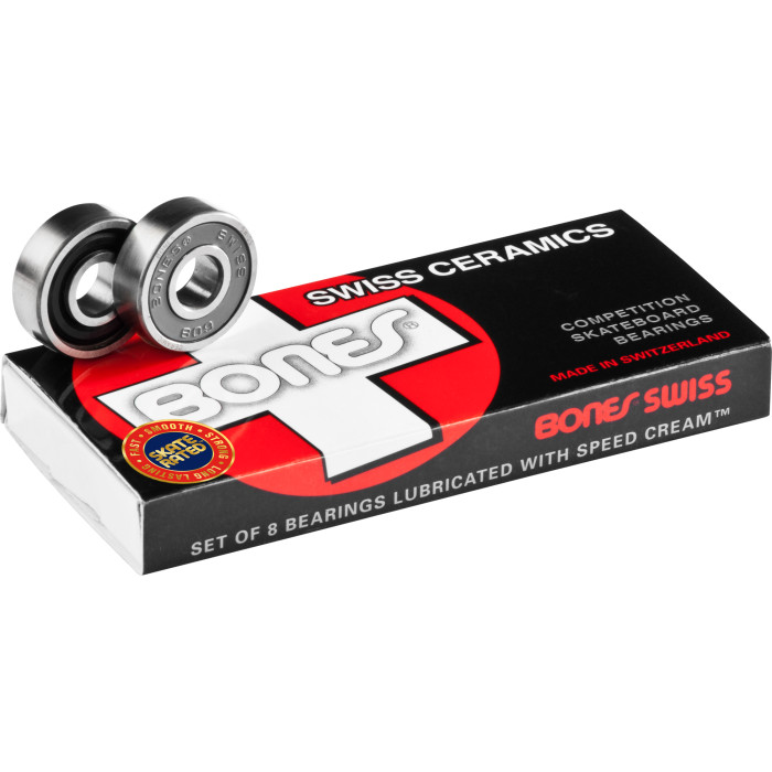 スケートボード BONES SWISS CERAMIC SKATEBOARD BEARINGS Bones® Swiss Ceramic Skateboard Bearings 8 pack - Bones Bearings